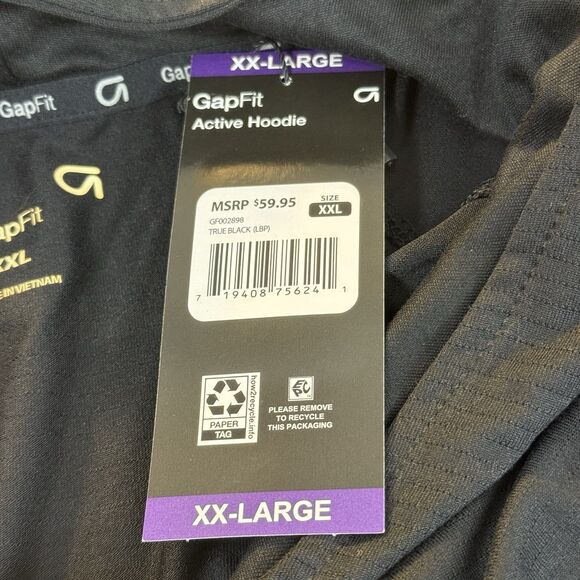 GAP Fit Men's Long Sleeve Moisture Wicking Reflective Logo Active Hoodie XXL - Picture 7 of 10